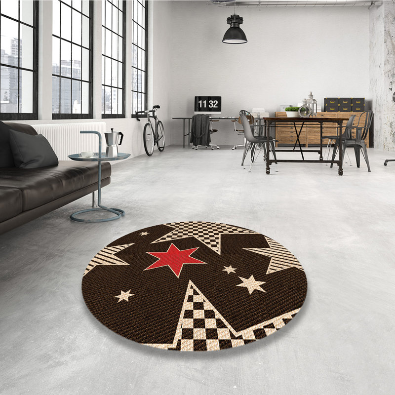 Geometric Indoor Rug, Round 5'