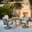 Dester Round 4 - Person Dining Set with 4 Swivel&Rocking Chair and Cushions-318056026