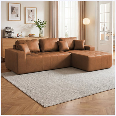 Faux Leather L-Shaped Corner Chaise Convertible Sofa Bed
