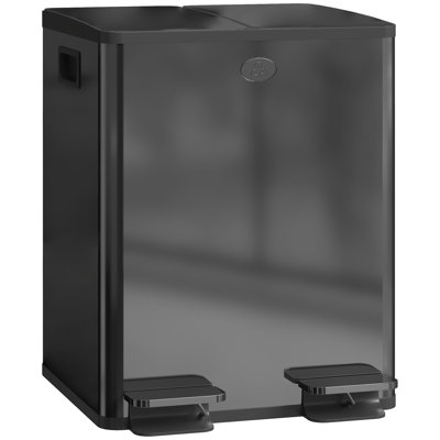 Steel,Plastic Step On Multi-Compartment Rubbish & Recycling Bin - 40L