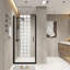 Porte de douche pivotante 34 "x 72", cadre noir mat, demi-cadre, verre trempé
