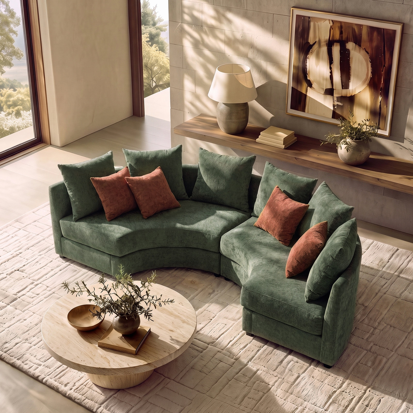 Upholstered Sectional, Forest Polyester