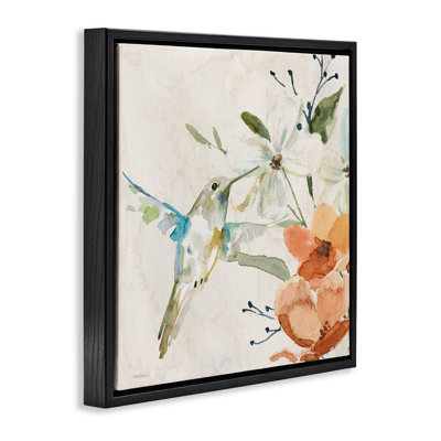 «Soft Florals & Hummingbird Floater», art mural sur toile par Carol Robinson