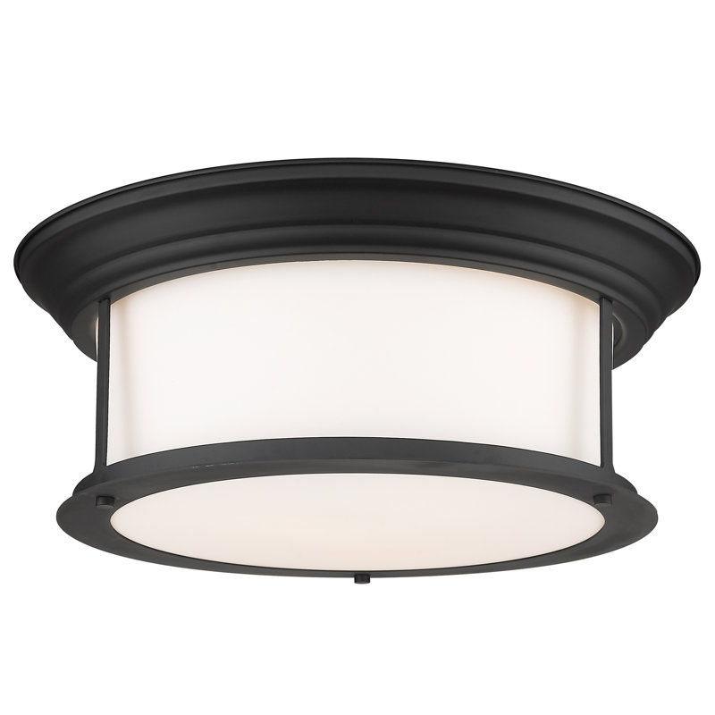 Canale Glass Flush Mount, Matte Black, 6.5"H x 15.5"W x 15.5"D