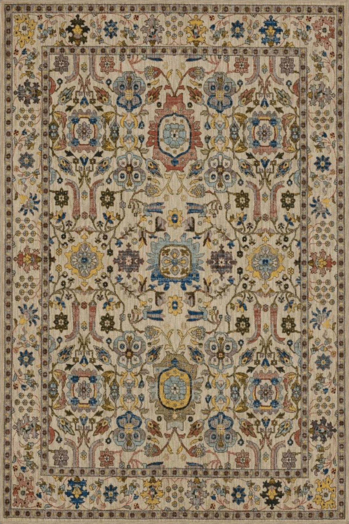 Hokku Designs Beige Multi Color Ethnic Floral Pattern Vintage ...