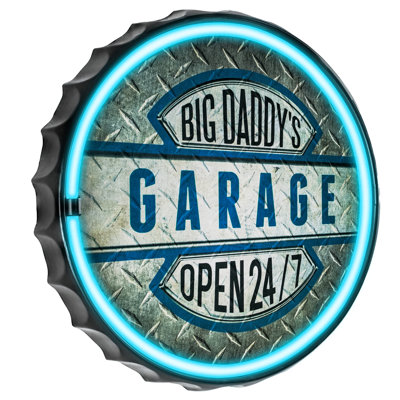 Garage Bottle Cap Shaped 12'' LED Transportation Marquee Sign
