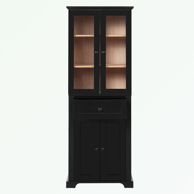 Freestanding Bathroom Storage Linen Cabinet, Black