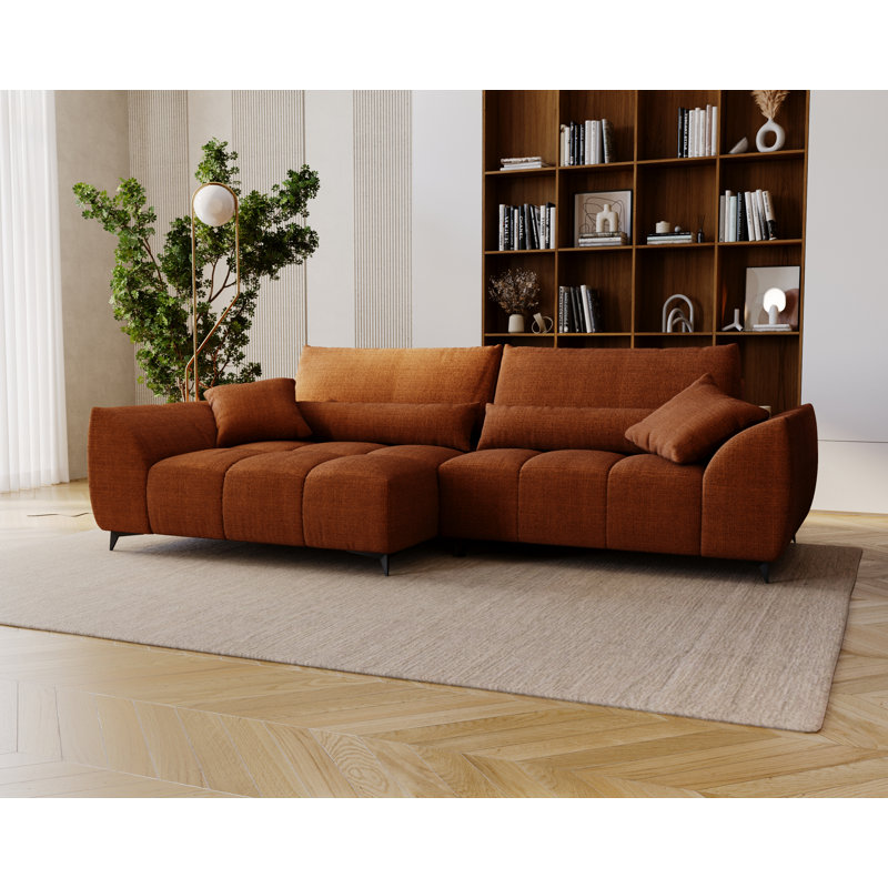 3 Seater Corner Sofa, Orange, Left Hand Facing