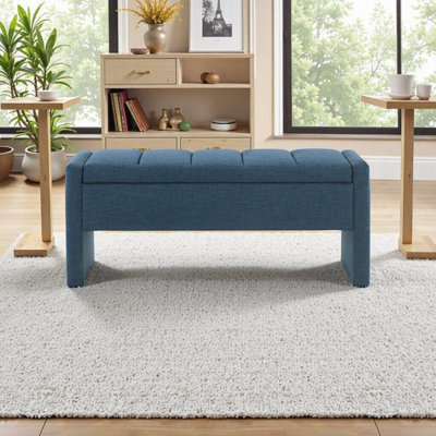 Storage Bench With Upholstered Seat, Hidden Compartment For Living Room & Bedroom