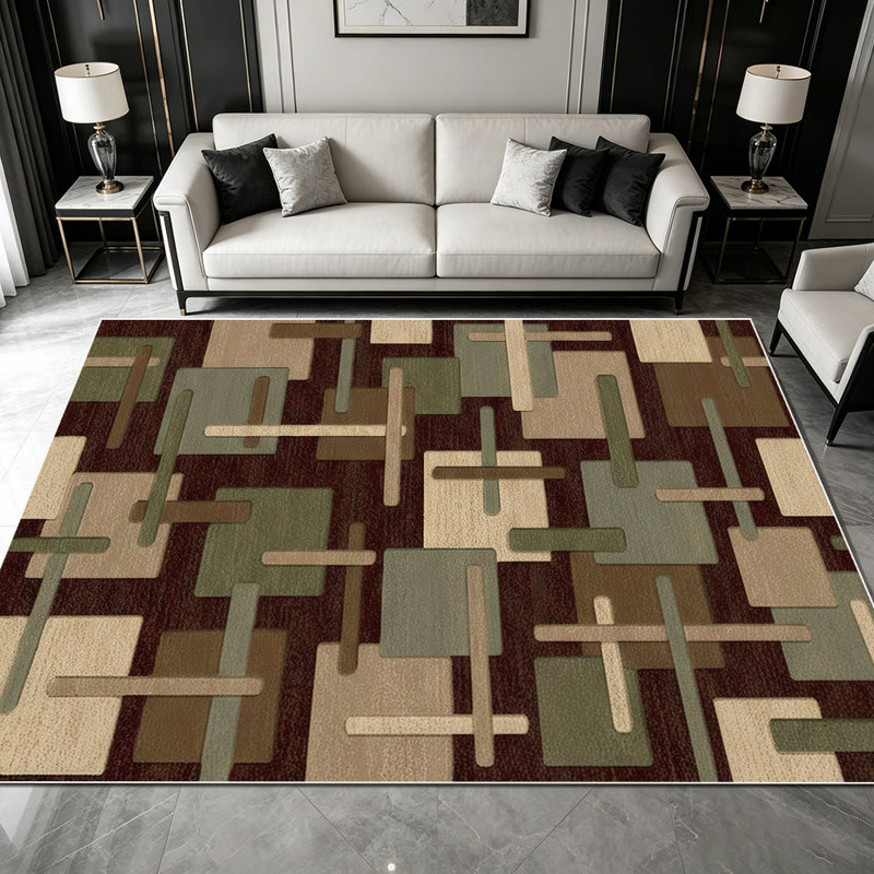 1PC Modern Geometric Striped Block area rugs for Living Room, Soft and Comfortable, Suitable for all seasons, easy-to-maintain, machine washable Indoor floor mat, Under Table Farmhouse suitable for dining room, bedroom, home office, entryway, balcony