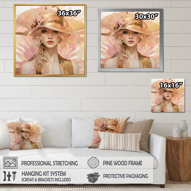 Art nouveau rétro beauté intemporelle élégance - impression, H 16 po x l 16 po x P 1 po, Cadre naturel flottant