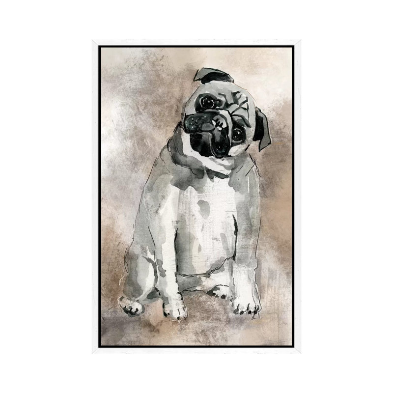 Pug 1 Piece Painting on Canvas, 152.5 cm H x 101.5 cm W, White Framed Canvas