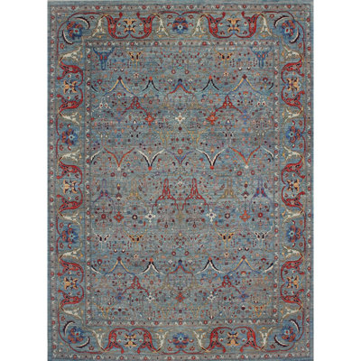 High-Quality Hand-Knotted Light Blue Area Rug