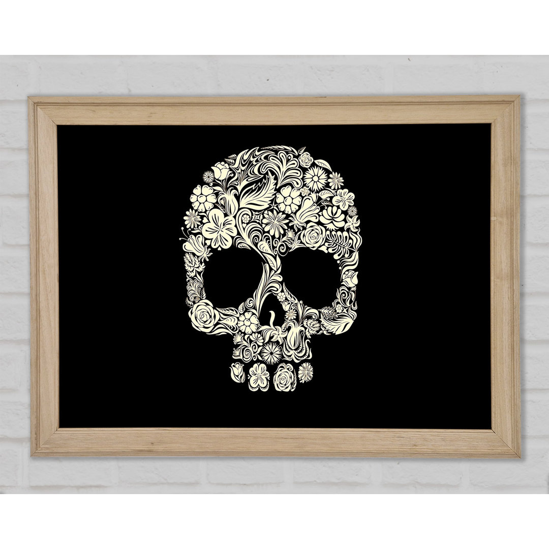 Skulls Floral Gerahmter Druck Wandkunst