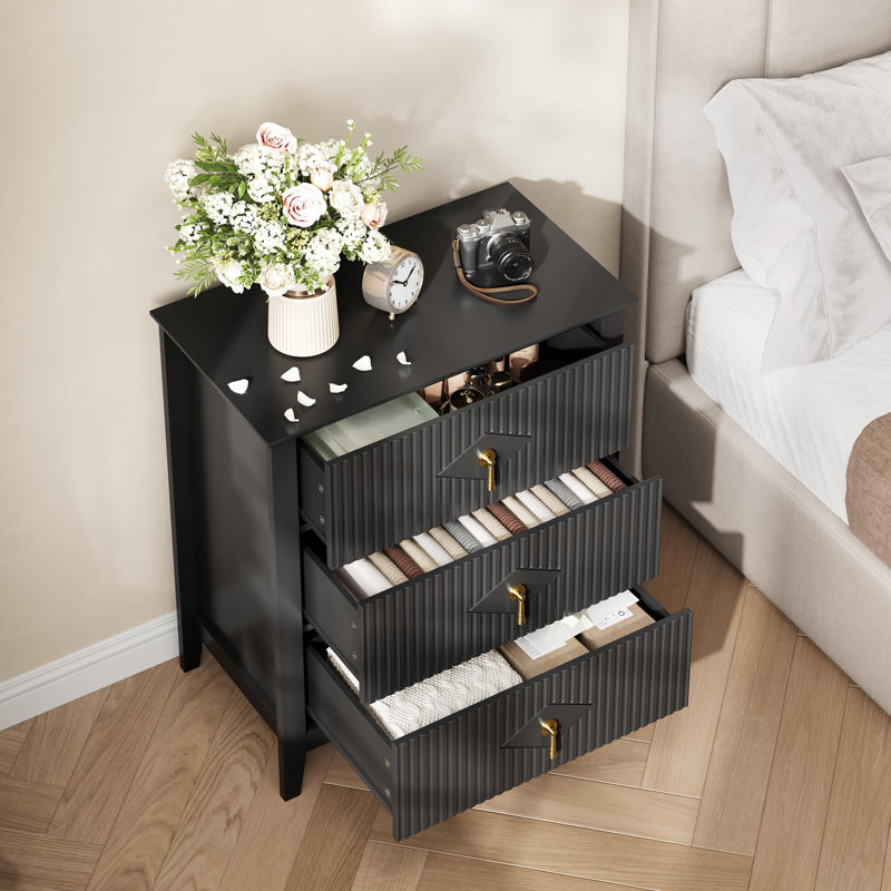 69.9cm W 3 - Drawer Chest of Drawers, Black