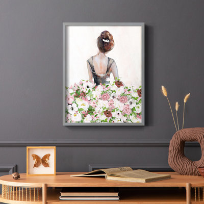 «Beautiful Floral Contemplation I», reproduction encadrée - bois massif