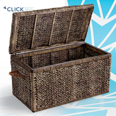 Bella ClickDecor Rustic Farmhouse Wicker Lightweight Indoor/Outdoor Storage Container Ottoman