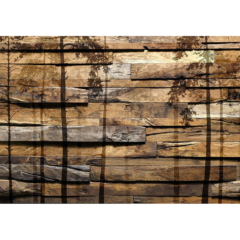 Murale pelez et collez - Ombre d'arbres, L 115 po x L 82 po