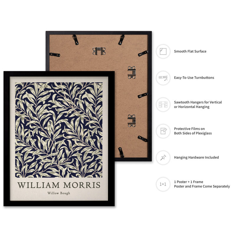 William Morris - Willow Bough No2, Black Framed, Poster, 18"H x 24"W