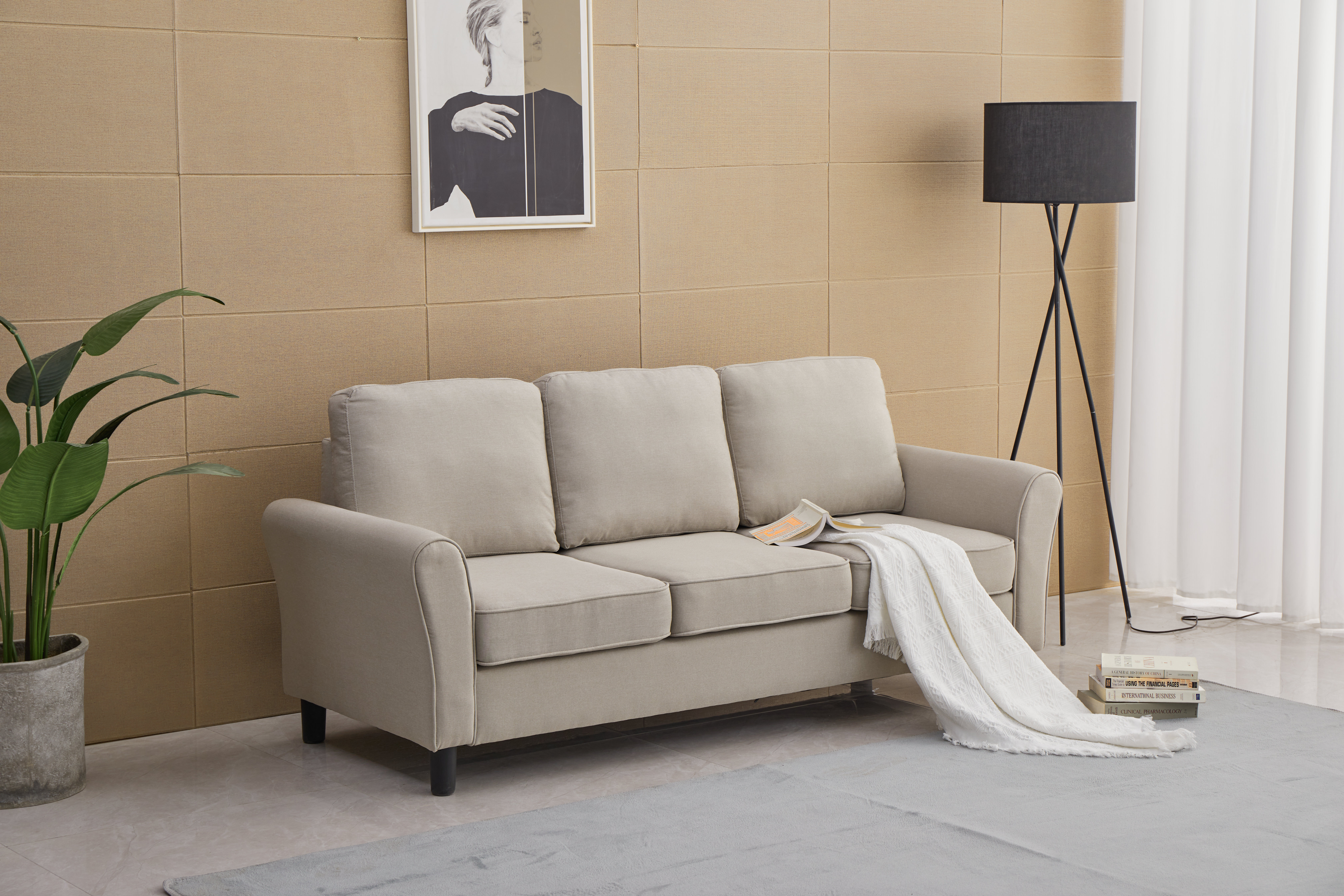 Red Barrel Studio 77.56'''' Linen Rolled Arm Sofa with Reversible ...