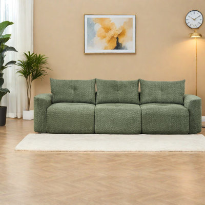 Canapés à compression, chenille verte moderne à 3 places pour la maison 109 pouces