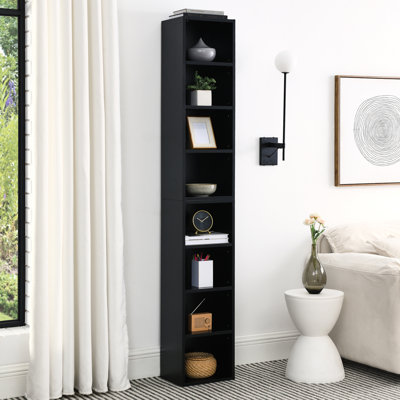 8 - Tier Media Tower Rack, Cd Slim Storage Cabinet, Multi Functional Double Bookcase For Home Office, Exquisite Combination Of Upper And Lower Cabinets, Stable Structure, Easy To Assemble, 3A