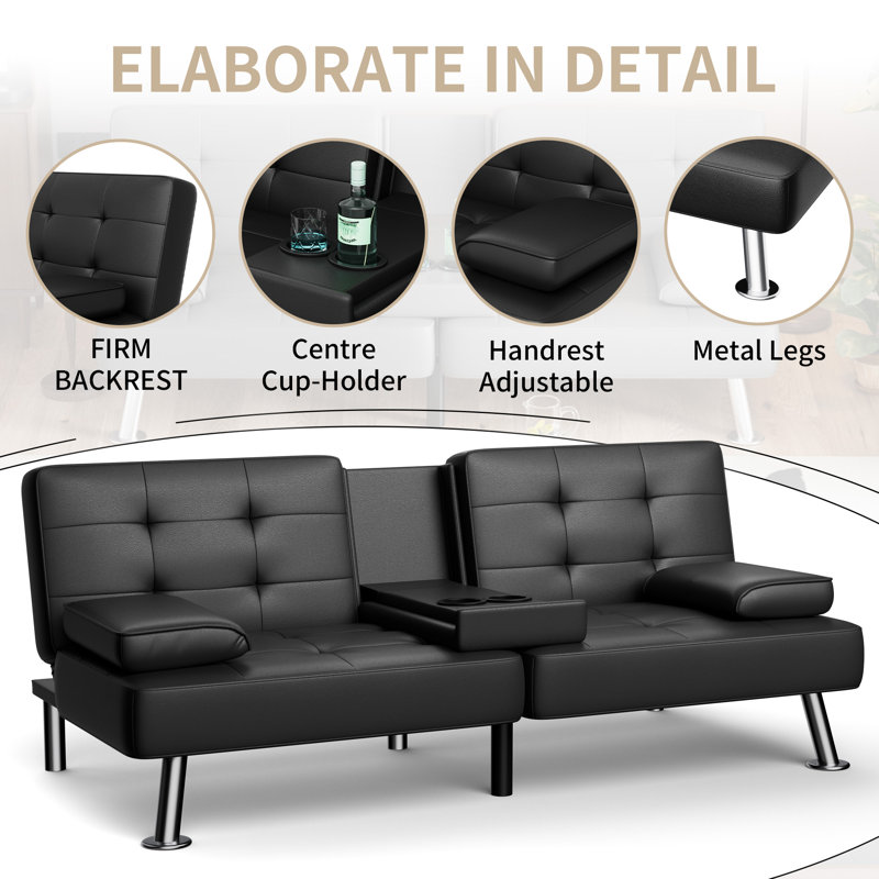 Abbigale 65.8'' Faux Leather Reclining Sleeper Sofa