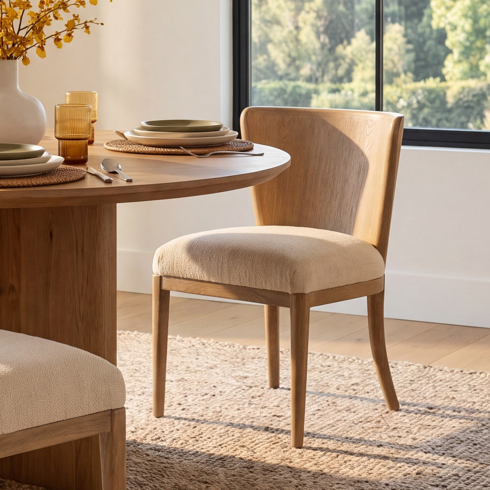 Adelbert Genuine Leather Oak Dining Chair, Irving Flax