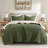 3 Pieces Waffle Knit Chenille Comforter Set,Olive-130471685