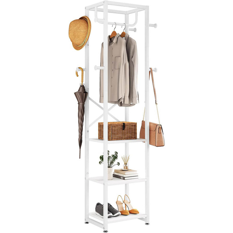 Freestanding 8 - Hook Coat Rack, White