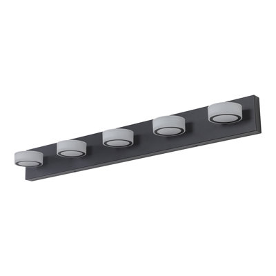 Luminaire de salle de bain 37 po à 5 lumières DEL moderne 37 po, noir élégant pour miroir, douche et décor de salle de bain