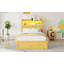 Platform Bed With Drawers, Wood Bed With Storage Headboard And Pull Out Storage Cabinet, Wood Bed With Light And Socket-1377359810-1377359811