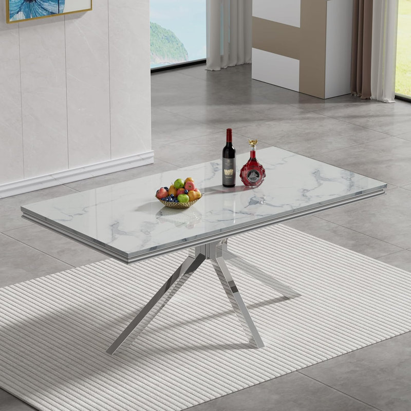 Dining Table with Dining Chairs, Silver, 5 Pieces: Table, 4 Chairs, Beige