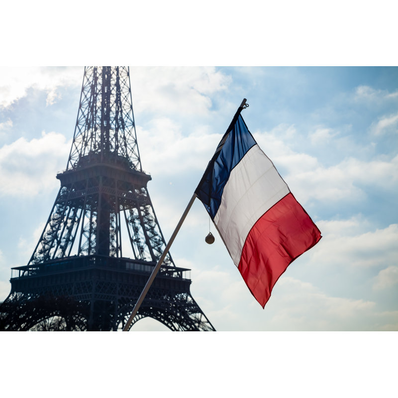 French Flag and Eiffel Tower 1 Piece Wrapped Canvas Wall Art, 51cm H x 76cm W x 3.8cm D