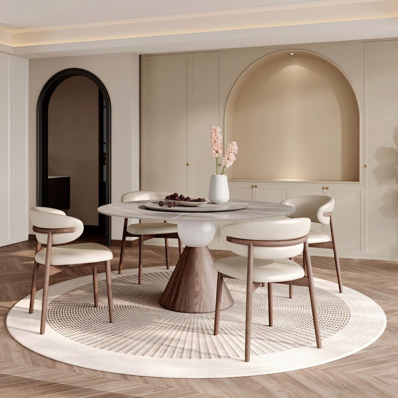 Table de salle à manger moderne, 29.52" H x 53.15" W x 53.15" D, Ash