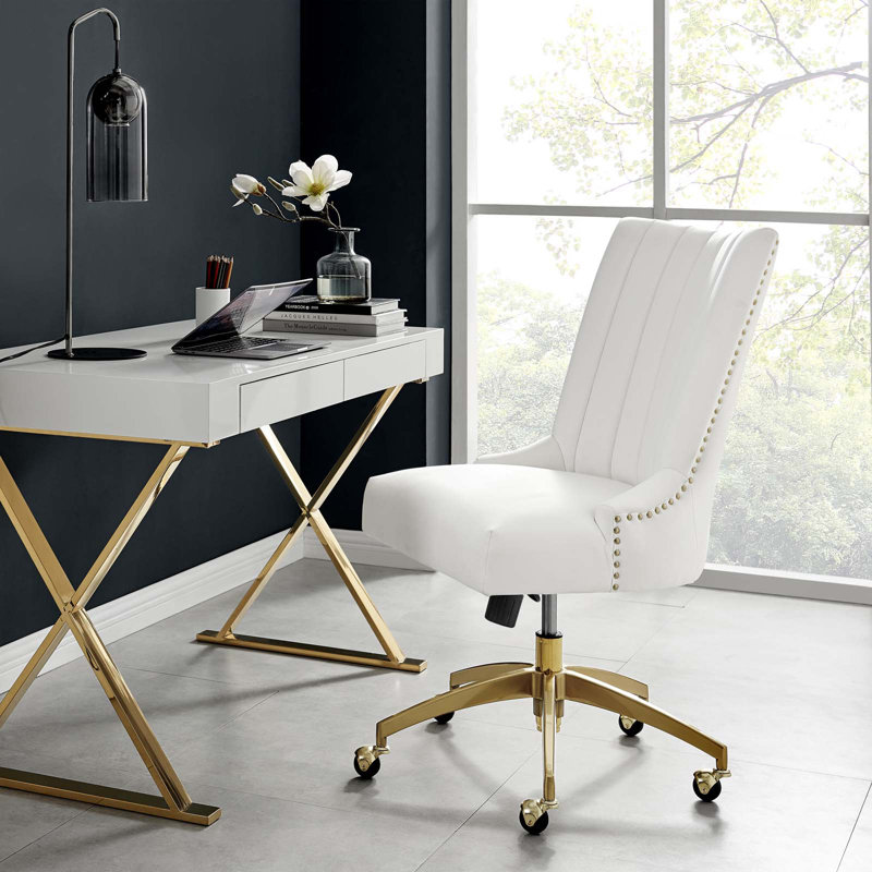 Chaise de bureau Empower Channel, Blanc, Or
