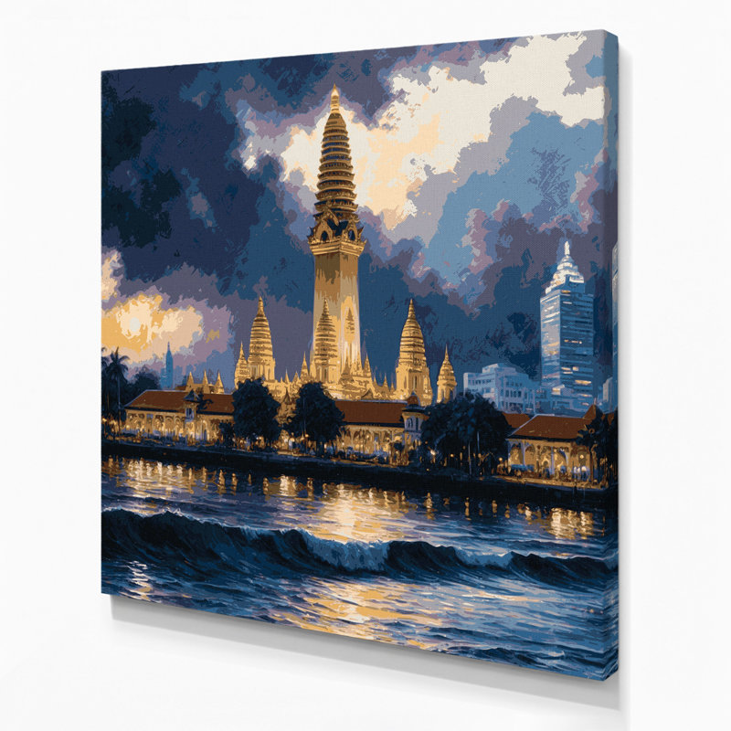 Art mural sur toile grise avec cités, Colombo, H 12 po x l 12 po