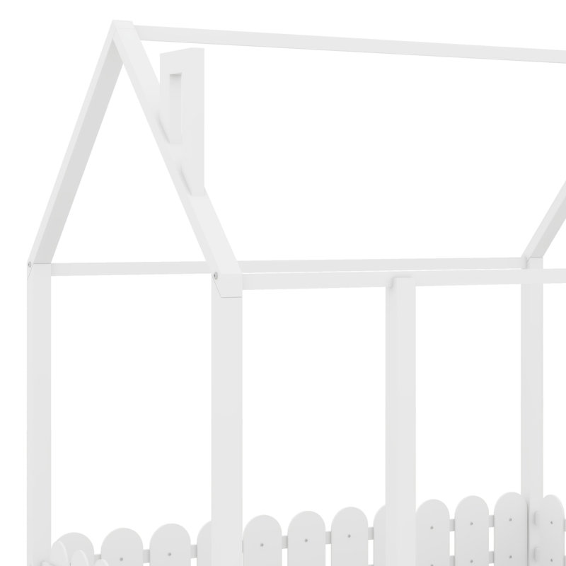 Cadre de lit en bois avec clôture, blanc
