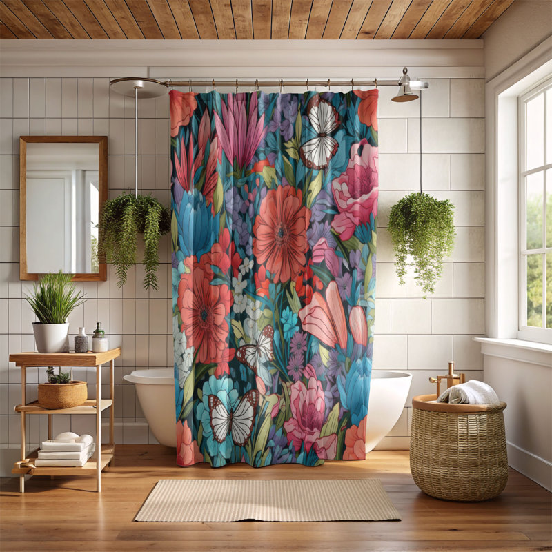 Blooming Bliss - Rideau de douche Premium, H 74 po x l 71 po