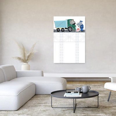 Rhino Police Check Contemporary Zebra Architecture Wall Art Print 1 Piece Wrapped Canvas Wall Art