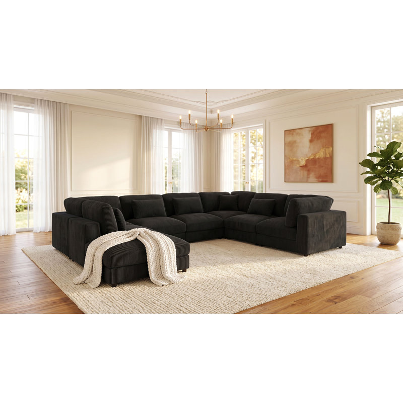 Canapé modulaire en velours côtelé, Black Corduroy