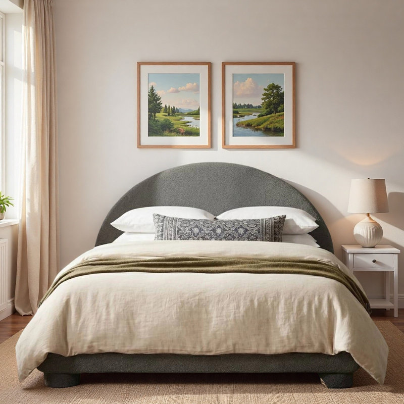 Lit plateforme Boucle, Full / Double, Gris