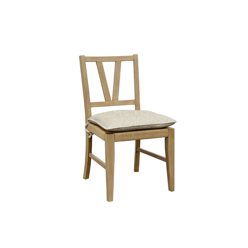 Chaises de salle à manger à dossier à lattes avec placages en hickory durable et siège en rotin naturel