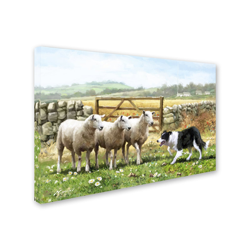 «Armand Sheepdog with Sheep» par Armand, H 22 po x l 32 po x P 2 po