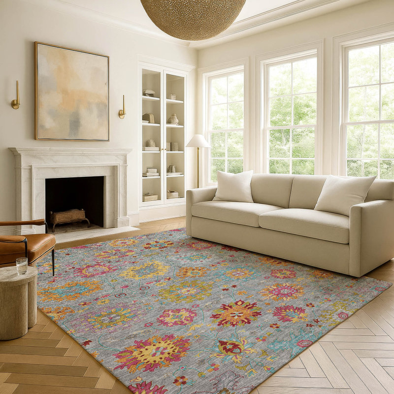 Tapis damassé de qualité supérieure Mayfield AMF2288, Gris, 5 pi x 7 pi 6 po