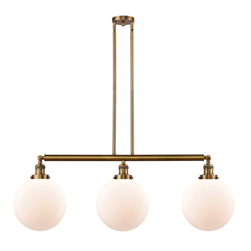 Lehmann 3 - Light Kitchen Island Pendant, Matte White, Brushed Brass, LED