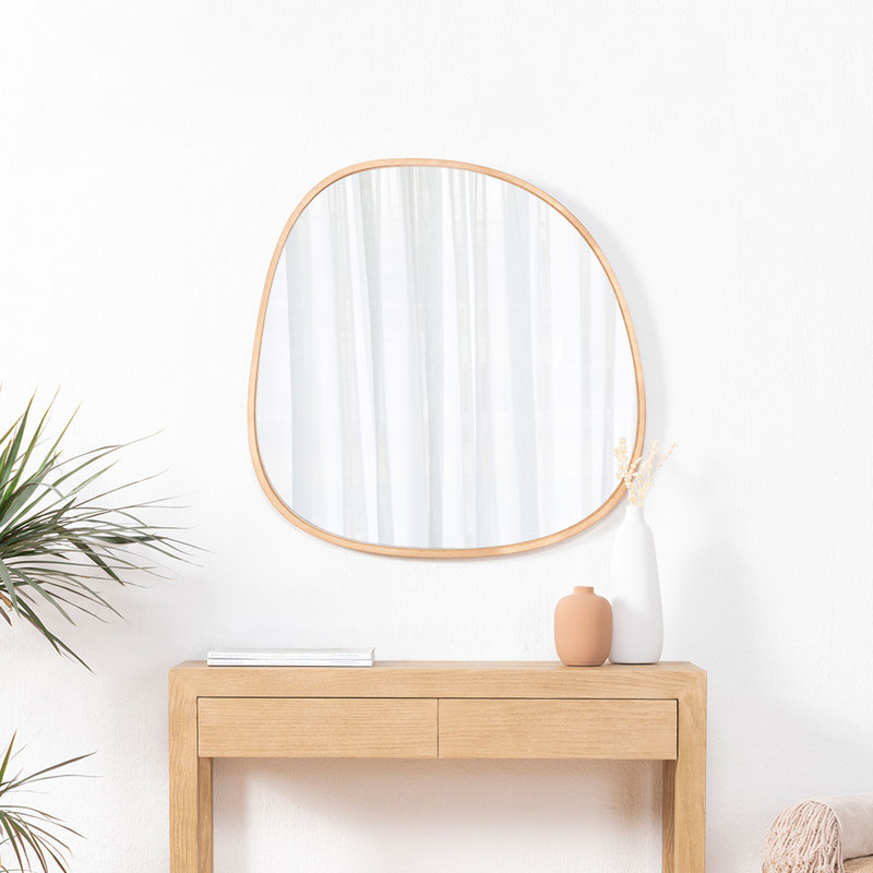 Cleek Wood Flat Wall Mirror, 70cm H x 70cm W