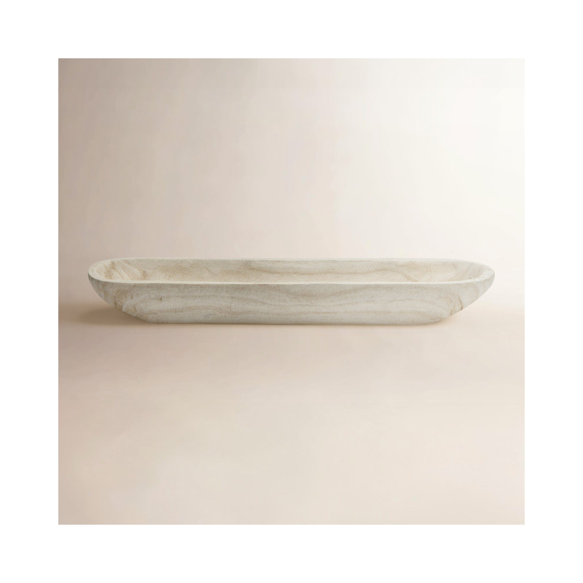 Kailyn Wood Decorative Bowl 1, White, 3.1"H x 23"W x 6"D