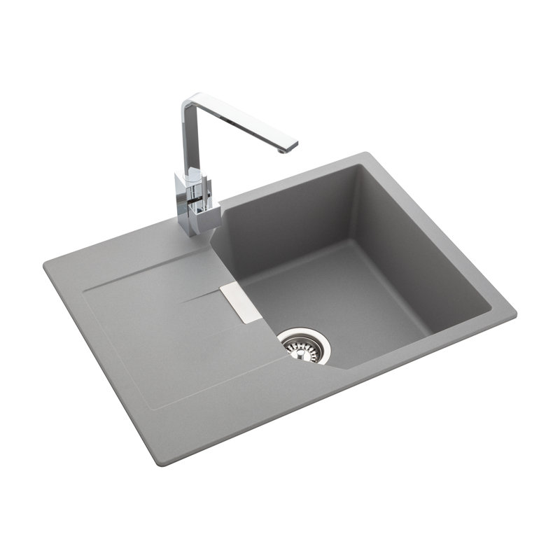 Mayon Single Bowl Inset Kitchen Sink, Dove Grey