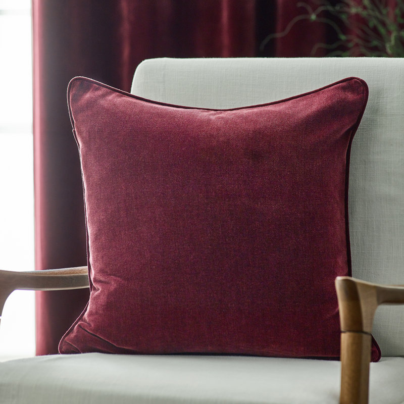 Heavy Chenille Square Throw Cushion, Feather, Red